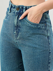 Women Green Wash Balloon Fit Jeans