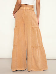 Beige Overdyed Front Gathered Flared Jeans SASSAFRAS