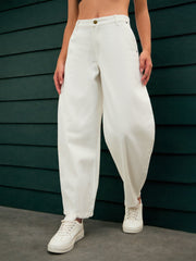 Women White Mid Rise Slouchy Fit Jeans
