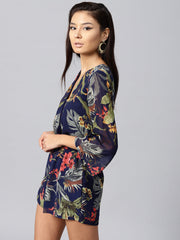 navy tropical wrap romper sfjmps8026