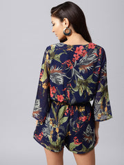 navy tropical wrap romper sfjmps8026