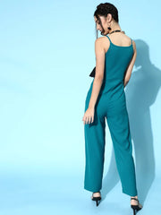 Sassafras - Teal Contrast Frill Jumpsuit