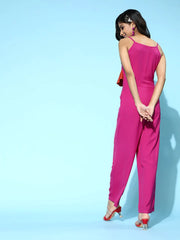 Sassafras - Fuchsia Contrast Frill Jumpsuit