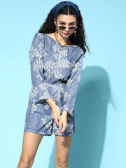 SASSAFRAS - Blue Floral Deep Back Romper