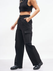 women black box pockets straight pants sfpant50558