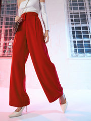 women red korean pleated loose fit pants sfpant50580