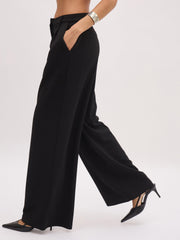 Women Black Cross Pocket Pants