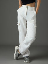 white corduroy straight fit cargo pants sassafras