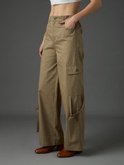 Pastel Olive Twill Pocket Loop Detail Cargo Pants SASSAFRAS
