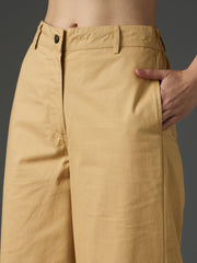 Beige Twill Flared Pants SASSAFRAS