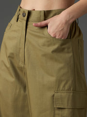Olive Twill Box Pocket Straight Cargo Pants SASSAFRAS