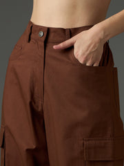 Brown Twill Box Pocket Straight Cargo Pants SASSAFRAS