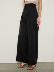Black Inverted Pleat Relax Fit Korean Pants SASSAFRAS BASICS