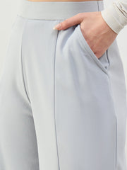 Grey Elasticated Waist Straight Fit Korean Pants SASSAFRAS BASICS