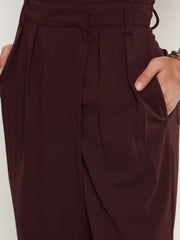 Burgundy Wrap Straight Pants SASSAFRAS