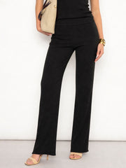 Black Rib Elasticated Track Pants SASSAFRAS