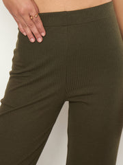Olive Rib Elasticated Track Pants SASSAFRAS