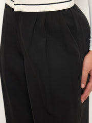 Black Front Pleated Wide Leg Korean Pants SASSAFRAS