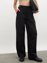 Women Black Double Waist Adjuster Korean Pants
