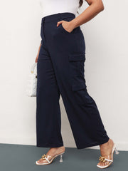 Women Navy Multi Pockets Cargo Pants