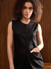 Women Black Longline Top With Pants