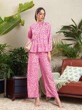 women pink ikat tiered shirt with palazzo pants sfsets95860