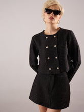 black tweed full sleeves crop blazer with mini skirt sassafras