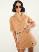 Beige Overdyed Patch Pocket Crop Top With Skorts SASSAFRAS