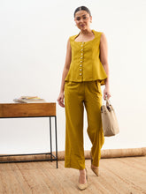 Lemon Rhombus Neck Top With Cross Pocket Pants SASSAFRAS worklyf