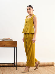 Lemon Rhombus Neck Top With Cross Pocket Pants SASSAFRAS worklyf