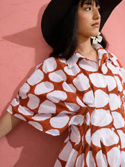 Brown Polka Dot Shirt with Shorts Pink Paprika by SASSAFRAS