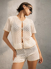 Women White Front Button Oversize Top With Shorts