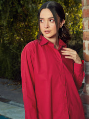 women red poplin oversized shirt sfshrt20140