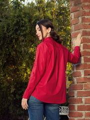women red poplin oversized shirt sfshrt20140