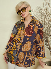 Grey Boho Printed Bell Sleeves Regular Shirt Pink Paprika By SASSAFRAS