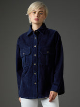 navy blue corduroy oversized shirt sassafras