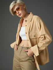 light beige corduroy oversized shirt sassafras