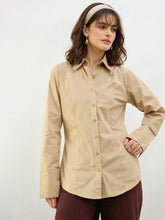 Beige Slim Fit Poplin Shirt SASSAFRAS BASICS