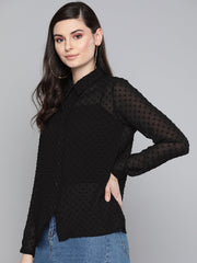black dobby sheer boxy shirt sfshrt2110