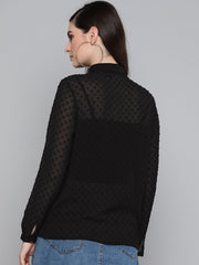 black dobby sheer boxy shirt sfshrt2110