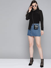 black dobby sheer boxy shirt sfshrt2110