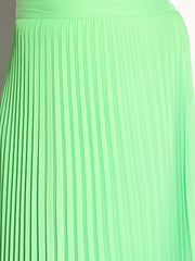 Neon Green Accordion Pleated Skirt SASSAFRAS Curve