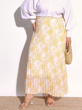 Yellow Floral Accordion Pleated Skirt SASSAFRAS Curve