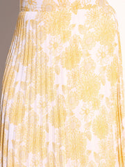 Yellow Floral Accordion Pleated Skirt SASSAFRAS Curve