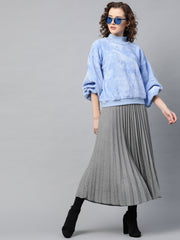 blue balloon sleeve faux fur sweatshirt sfswsh7193