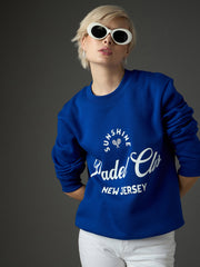 Royal Blue Fleece PADEL CLUB Printed Regular Fit Sweatshirt SASSAFRAS