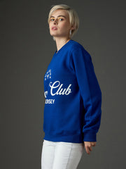 Royal Blue Fleece PADEL CLUB Printed Regular Fit Sweatshirt SASSAFRAS