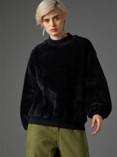 black balloon sleeve faux fur sweatshirt sassafras