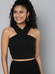 black halter neck top sftops40295