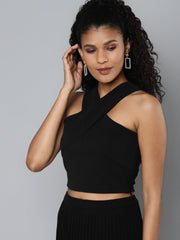 black halter neck top sftops40295